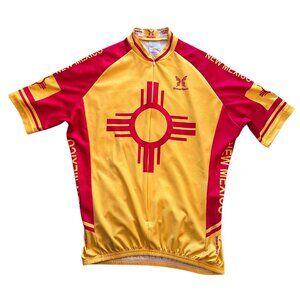 Cycling Shirt New Mexico Yellow Red Bicycle Short Sleeve Zipper Mens Medium Bike